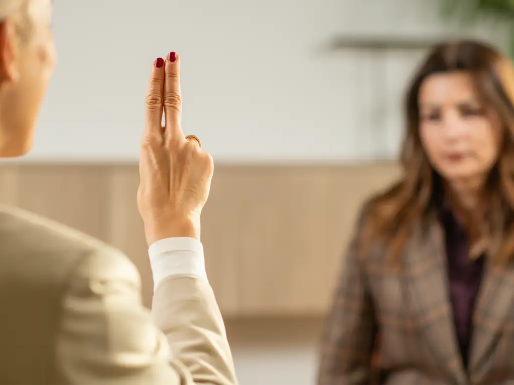 Therapist guiding a client through smooth eye movements during Accelerated Resolution Therapy in Hammonton, New Jersey.